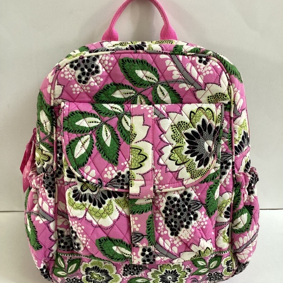 Vera Bradley Handbags - Vera Bradley Priscilla Pink Backpack Book Bag Quilted Floral Retired Design